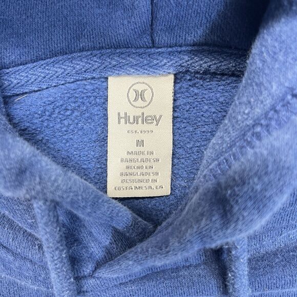 Hurley Hoodie Men’s Medium Blue Graphic Pullover Sweatshirt Drop Tag HMF21-02999 - Picture 3 of 12